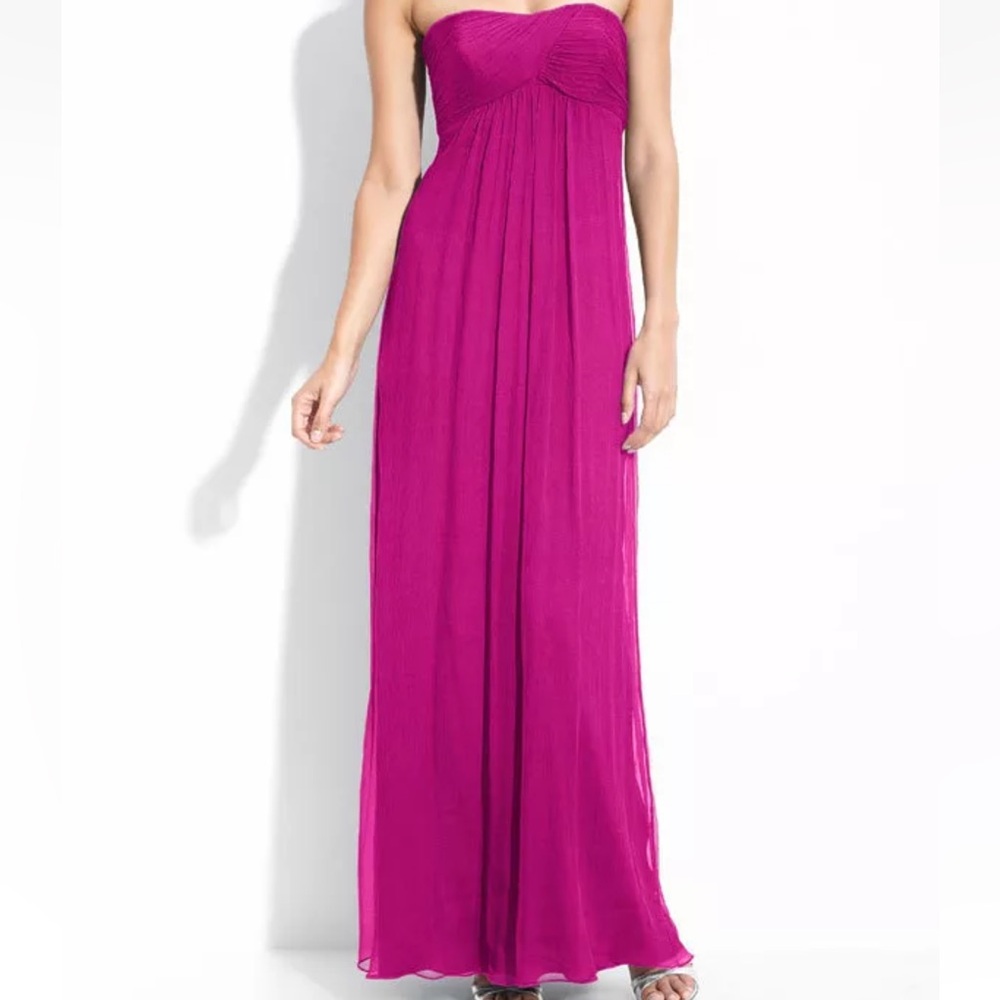 Amsale Silk Strapless Gown Maxi Dress